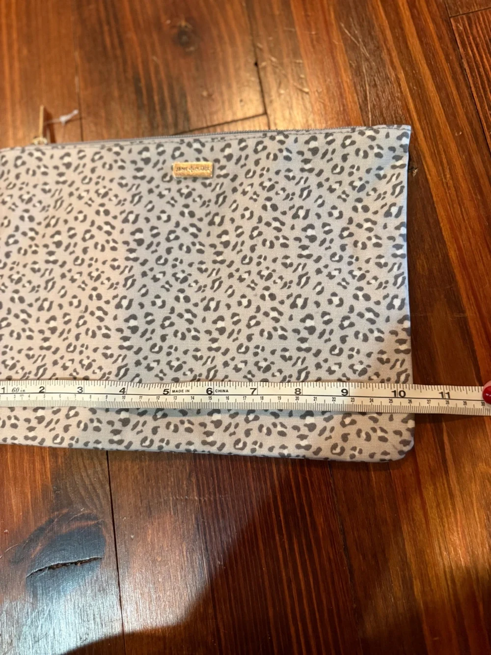 Set of 2 Leopard Print Zip Pouch Set in Light Gray and Black